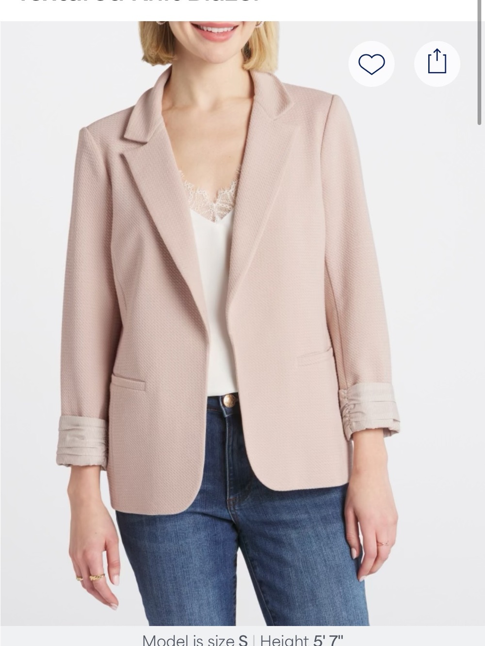 Skies Are Blue Women's Textured Blazer Jacket - Beige/Blush